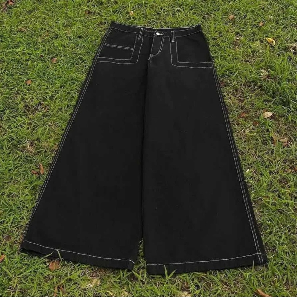 Wide-Leg Black Jeans